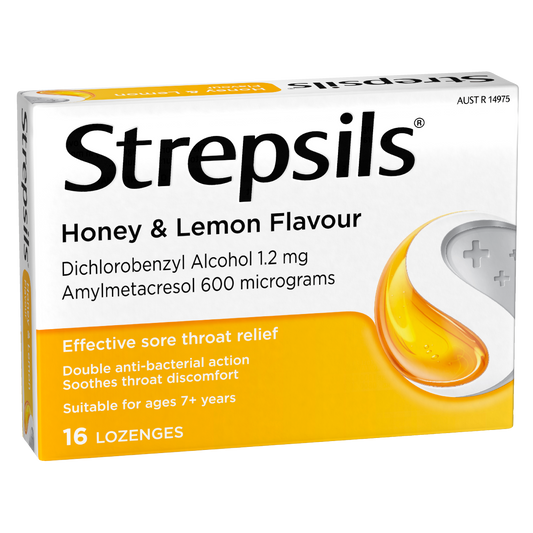 Strepsils Sore Throat Relief Honey & Lemon 16 Pack