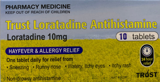 10 x Trust Loratadine, 10mg (GENERIC CLARATYNE ALTERNATE 10MG)