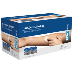 AEROWIPE 70% Isopropyl Alcohol Swab 3 x 3cm 100 Packs