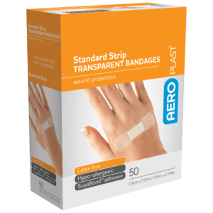AEROPLAST Transparent Standard Strip 7.2 x 1.9cm 50 Packs