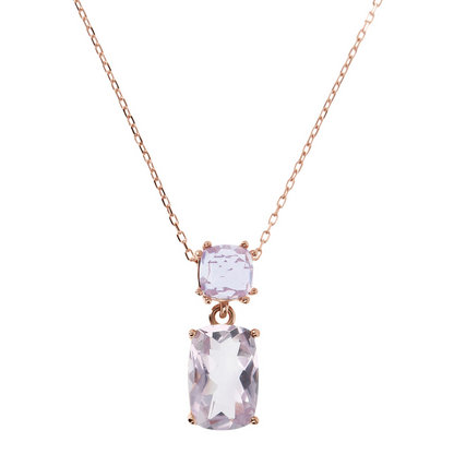 9Kt Gold Necklace with Rolo Chain and Natural Stone Pendant