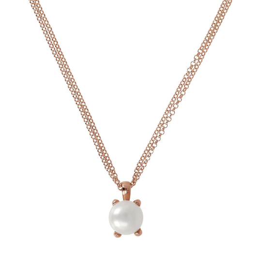 Double Multi-strand Necklace with White Freshwater Cultured Pearl Pendant