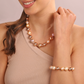 Bracelet with Polished Spheres and Pink Ming Freshwater Cultured Pearls