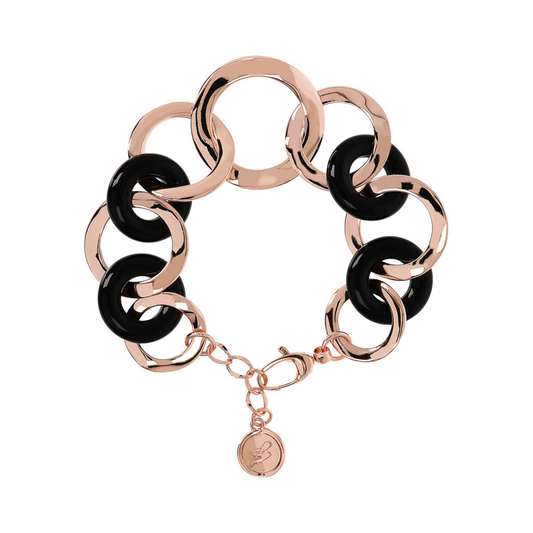 Bracelet with Flat Round Links and Black Onyx