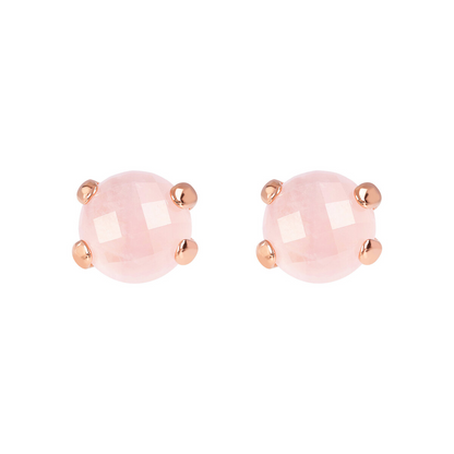 Button Earrings with Round Natural Stone