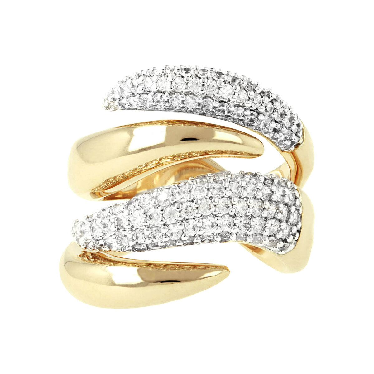 Contrarié Golden Ring with Pavé in Cubic Zirconia