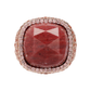 Chevalier Ring with Pavé Square Natural Stone and Cubic Zirconia