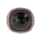 Chevalier Ring with Pavé Square Natural Stone and Cubic Zirconia