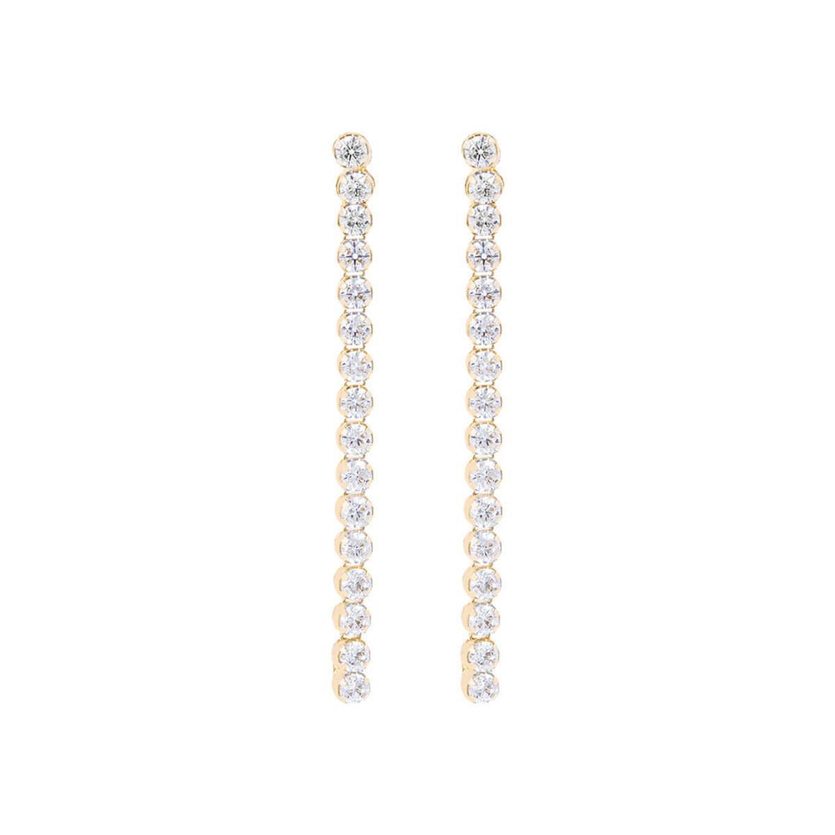 Golden Tennis Wire Pendant Earrings with Zirconia