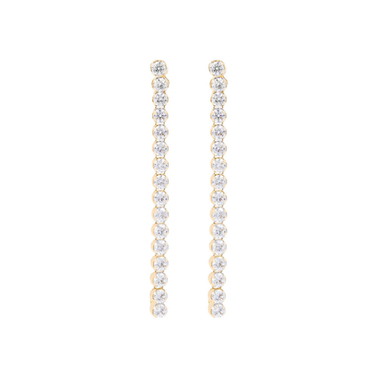 Golden Tennis Wire Pendant Earrings with Zirconia