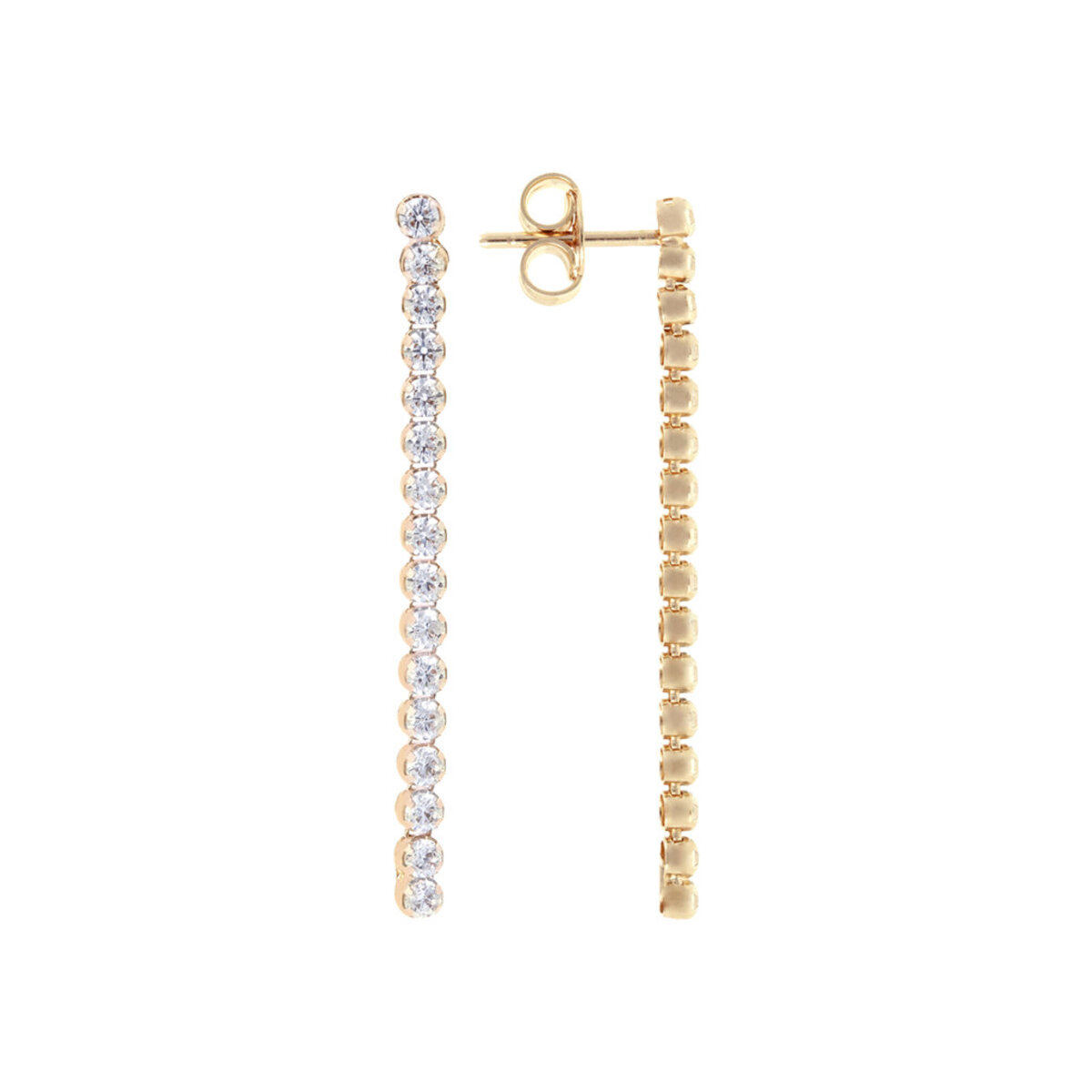 Golden Tennis Wire Pendant Earrings with Zirconia