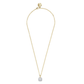 Golden Rolo Chain Necklace with Pavé Square Pendant in Cubic Zirconia