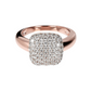 Cocktail Ring with Pavé Square Element in Cubic Zirconia