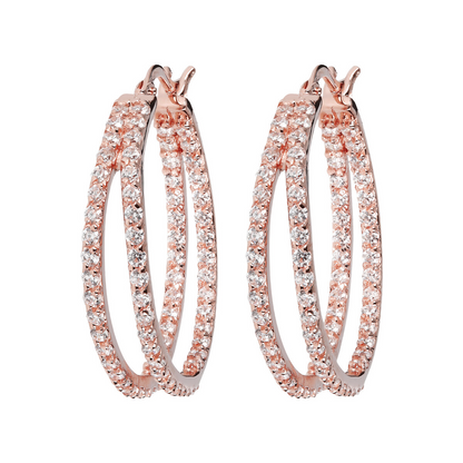 Double Hoop Earrings with Cubic Zirconia