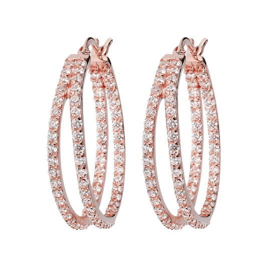 Double Hoop Earrings with Cubic Zirconia