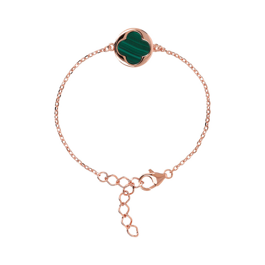 Bracelet with Four Leaf Clover Pendant in Natural Stone