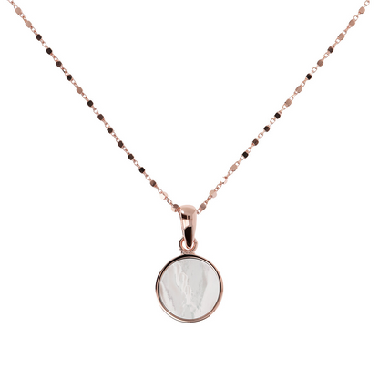 Cube Chain Necklace with Small Disc Pendant in Natural Stone