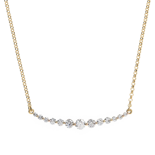 Golden Necklace with Light Points in Cubic Zirconia