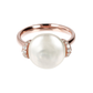 Cocktail Ring with White Freshwater Cultured Pearl and Cubic Zirconia