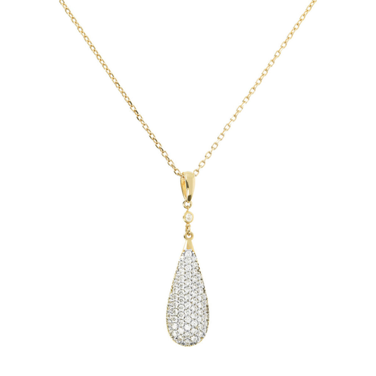 Golden Necklace with Pavé Drop Pendant
