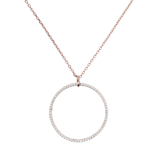 Forzatina Chain Necklace with Pavé Circle Pendant