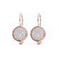 Golden Pendant Earrings with Round Pavé