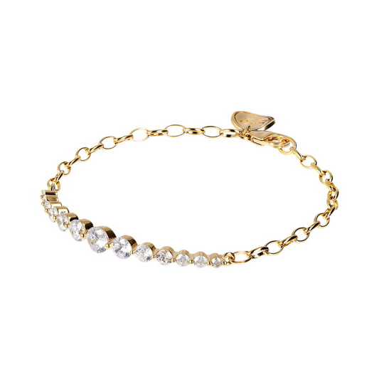 Golden Rolo Chain Bracelet with Light Points in Cubic Zirconia