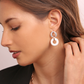 Double Circle Pendant Earrings in Natural Stone and Cubic Zirconia