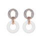 Double Circle Pendant Earrings in Natural Stone and Cubic Zirconia