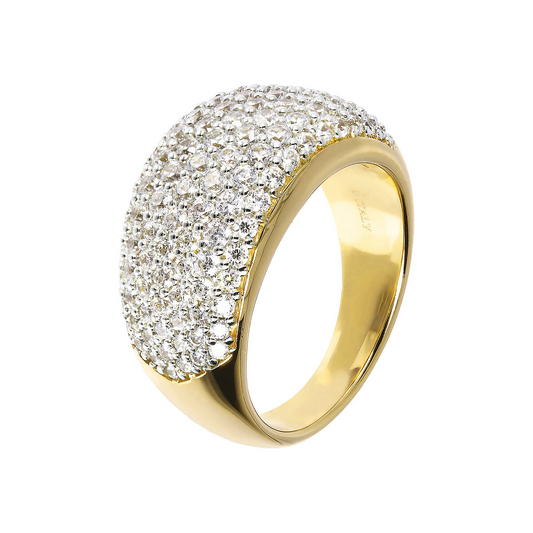 Golden Ring with Pavé in Cubic Zirconia