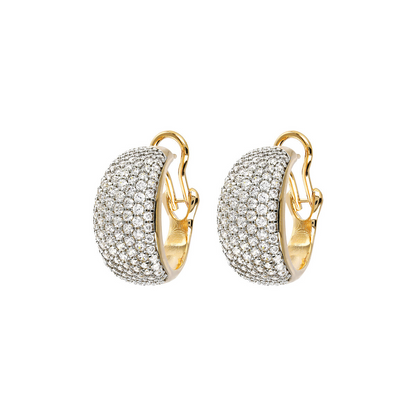 Golden Hoop Earrings with Pavé in Cubic Zirconia