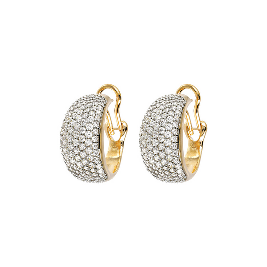 Golden Hoop Earrings with Pavé in Cubic Zirconia