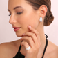 Domed Hoop Earrings with Pavé in Cubic Zirconia