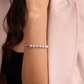 Elastic Bracelet with Natural Stones and Golden Rosé Spheres