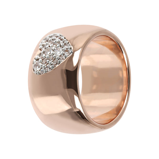 Band Ring with Pavé Heart in Cubic Zirconia