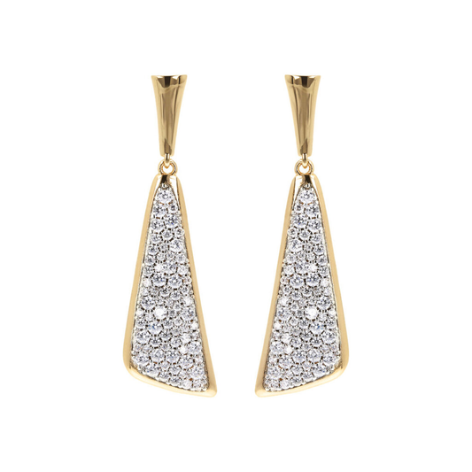 Golden Sail Pendant Earrings in Cubic Zirconia
