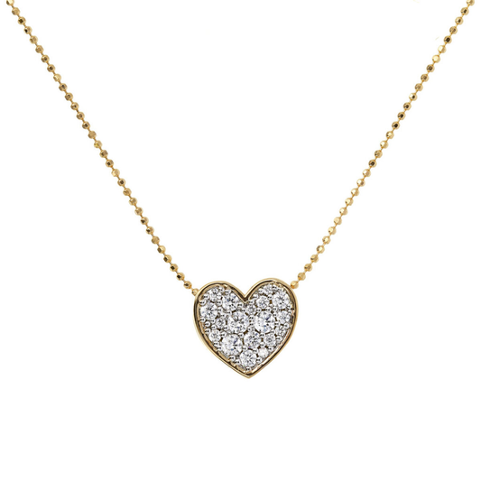 Golden Necklace with Pavé Heart Pendant in Cubic Zirconia