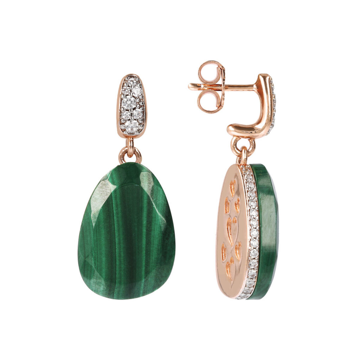 Drop Dangle Earrings with Natural Stone and Cubic Zirconia