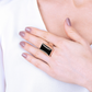 Chevalier Ring with Rectangular Natural Stone
