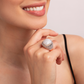 Chevalier Ring with Square White Agate and Pavé