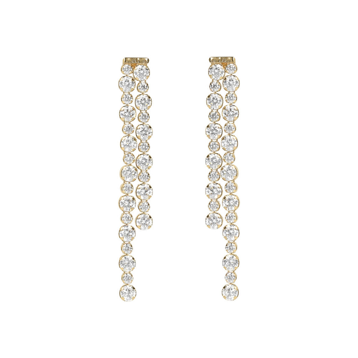 Golden Tennis Double Earrings with Cubic Zirconia