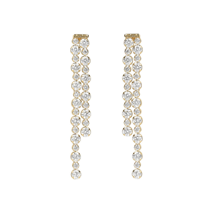 Golden Tennis Double Earrings with Cubic Zirconia