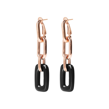 2 in 1 Pendant Earrings with Chain and Natural Stone
