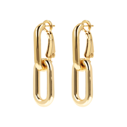 Golden Pendant Earrings with Elongated Forzatina Paperclip