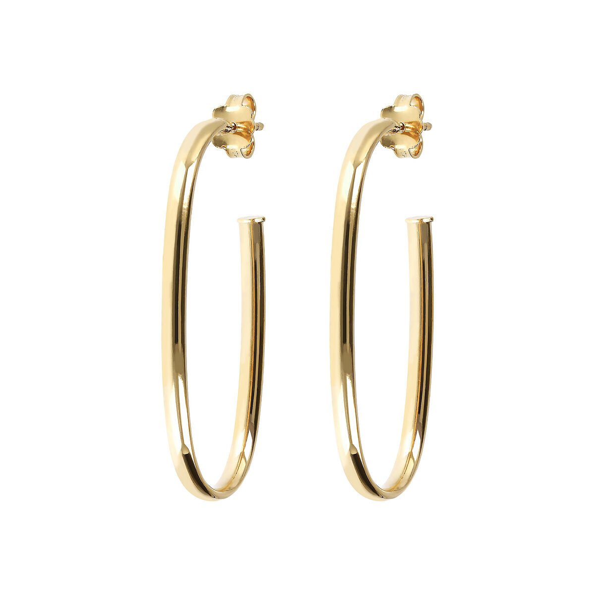 Golden Semi-oval Pendant Earrings