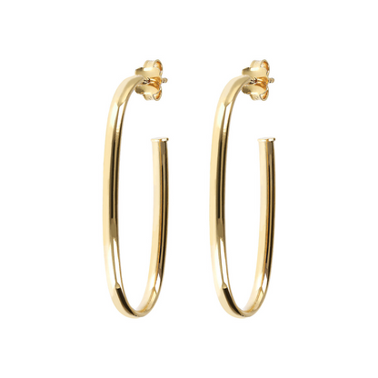 Golden Semi-oval Pendant Earrings
