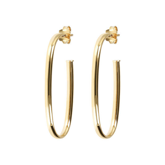 Golden Semi-oval Pendant Earrings
