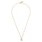 Golden Rolo Chain Necklace with Cubic Zirconia Flower Pendant