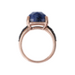 Cocktail Ring with Faceted Natural Stone and Pavé