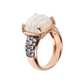 Cocktail Ring with Faceted Natural Stone and Pavé